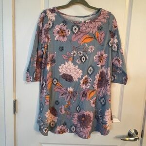 Pretty Pewter Floral Tunic